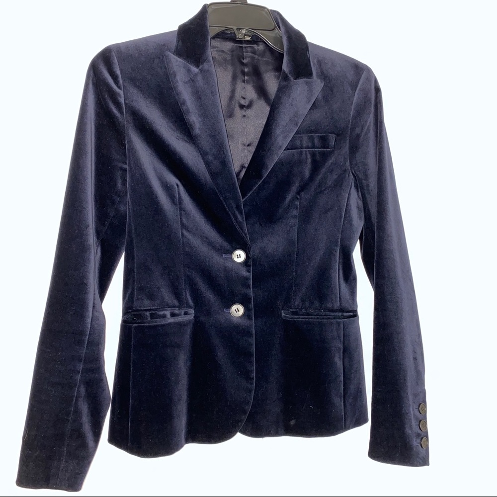 Theory velvet-like blazer in midnight blue sz 4
